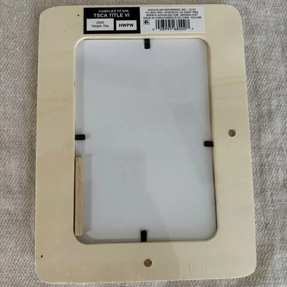 Plaid Wooden Picture Frame with Paws